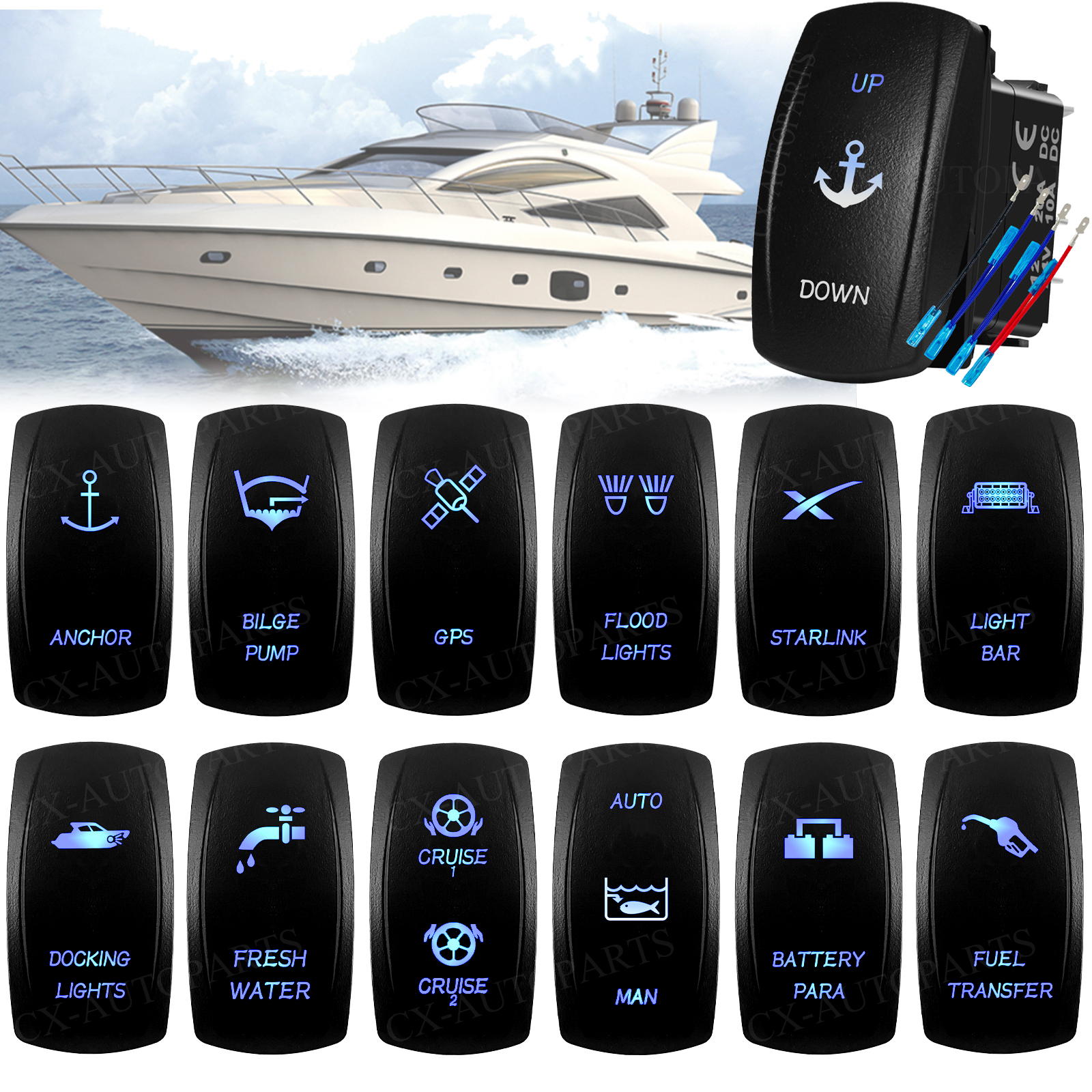 Fishing Boat Anchor - Marine-geeigneter IP66 Wippschalter EIN-AUS / EIN-AUS-EIN