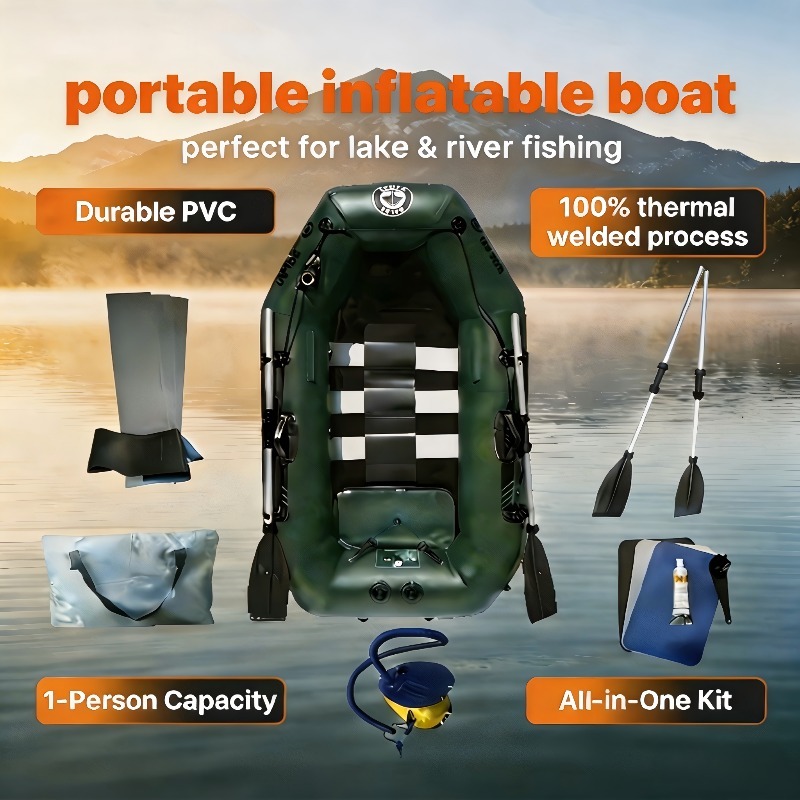 Fishing Boat Oar - 1-Personen-Angelboot Günstiges Aufblasbares Ruder-Kajak Tragbares Faltbares