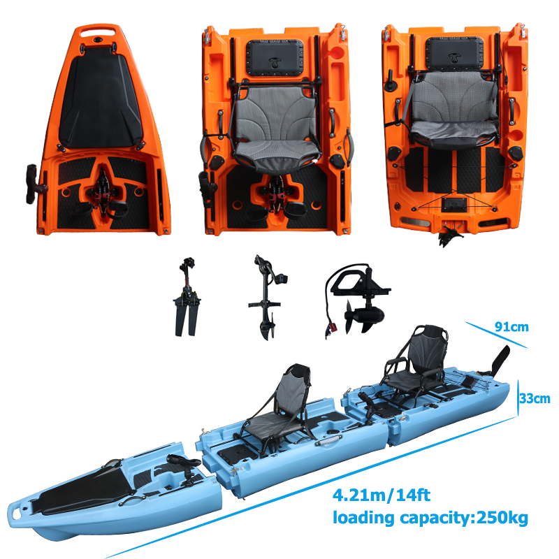 Fishing Boat Seat - 14FT 2-Personen Abnehmbares Pedal-Kajak Sit-On-Top Doppelsitze