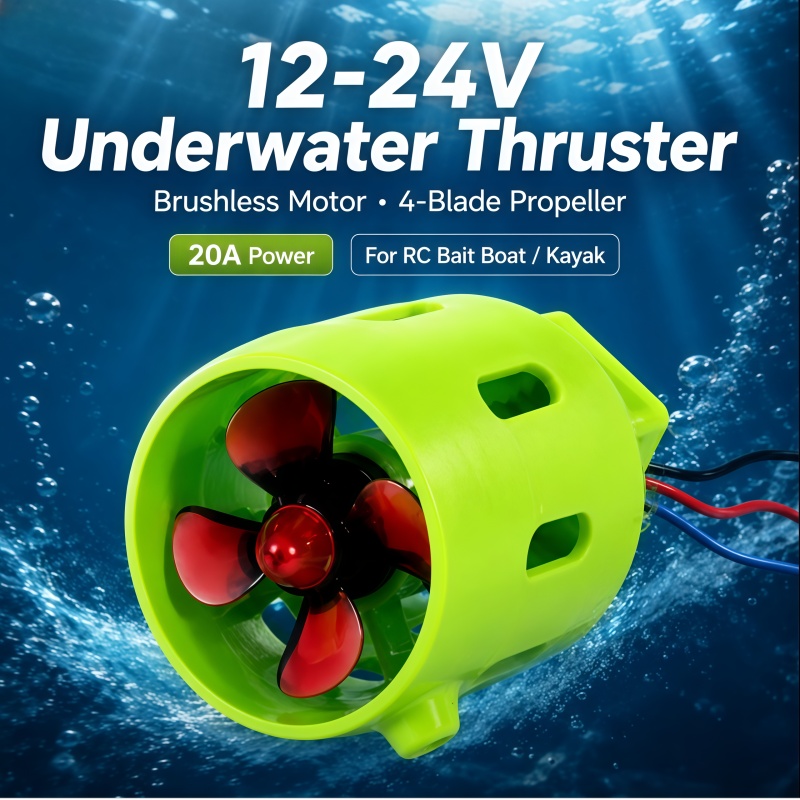 Fishing Boat Trolling Motor - 12-24V 20A Bürstenloser Unterwasser-Thruster 4-Blatt RC
