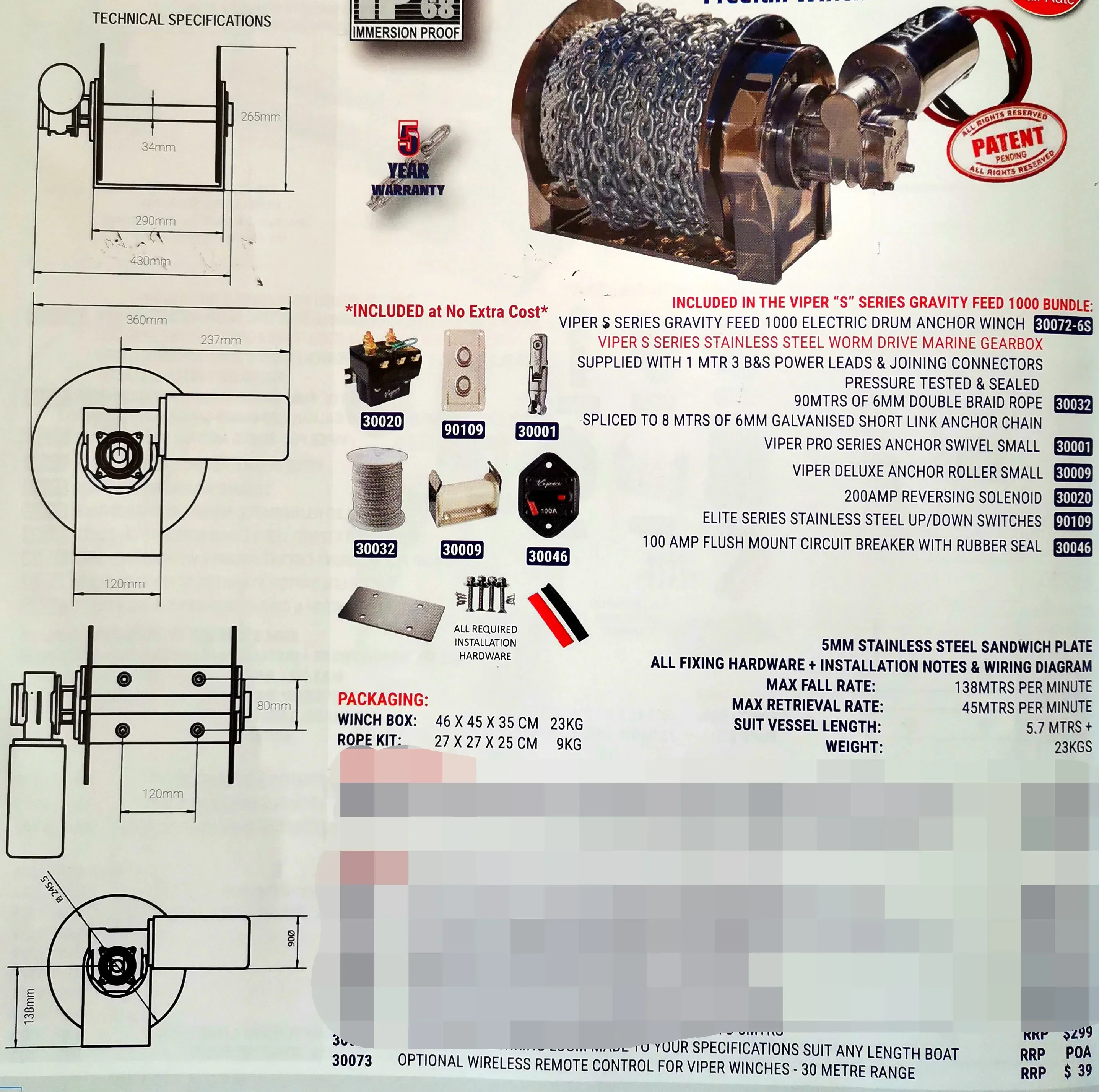 Marine-Ausrüstung 1000W 316 Ed – Fishing Boat Anchor Winch Bewertung und Preis