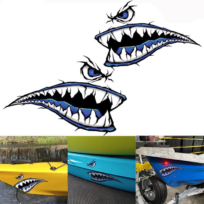 2PCS Hai Zähne Mund Boot Aufkl – Fishing Boat Oar Bewertung und Preis